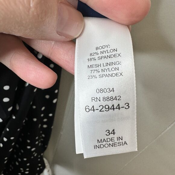 Swimsuits For All Plus Size 34 Black/White Dot Side Tie Blouson Tankini Top - Picture 11 of 16